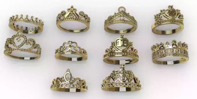 10 units Lady Crown rings sweet 15  collection 