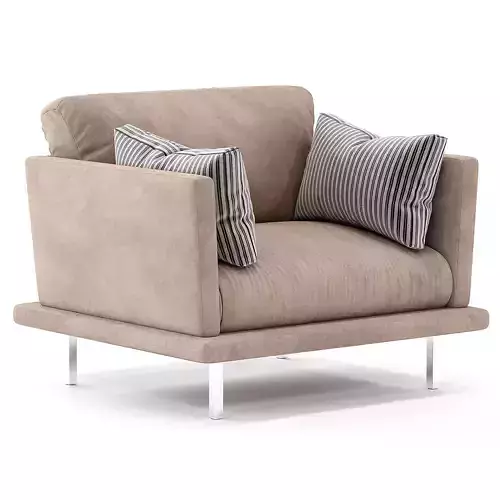 alfinosa-kreslo chair with striped pillows and metal frame