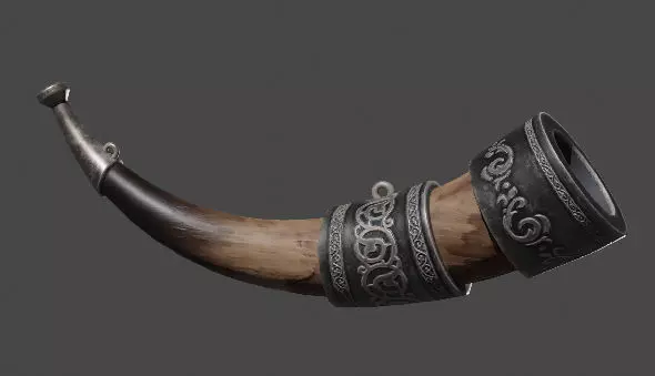 Stylized Viking  Horn Arabian style  low poly PBR Game Ready Low-poly 3D model_0