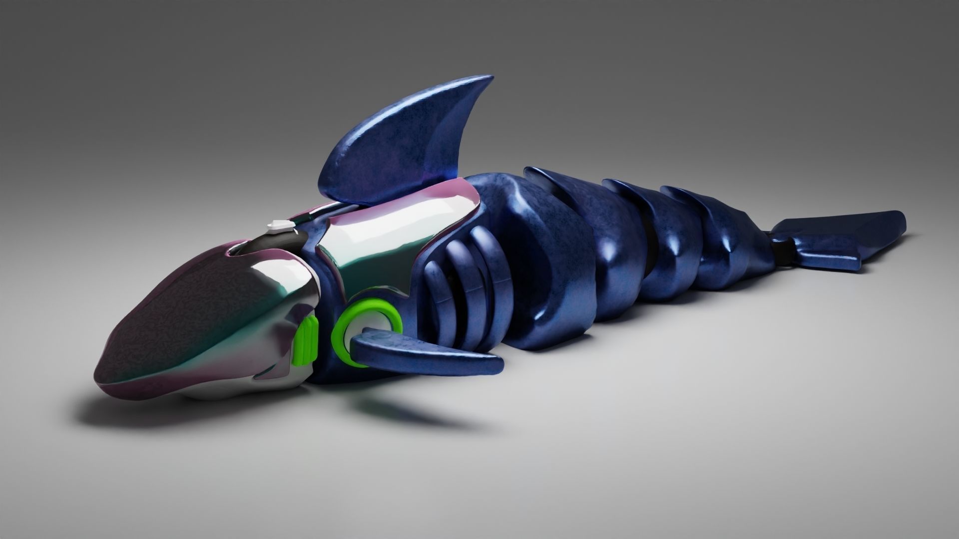 Mecha-Shark articulated to 3D print 3D print model_2