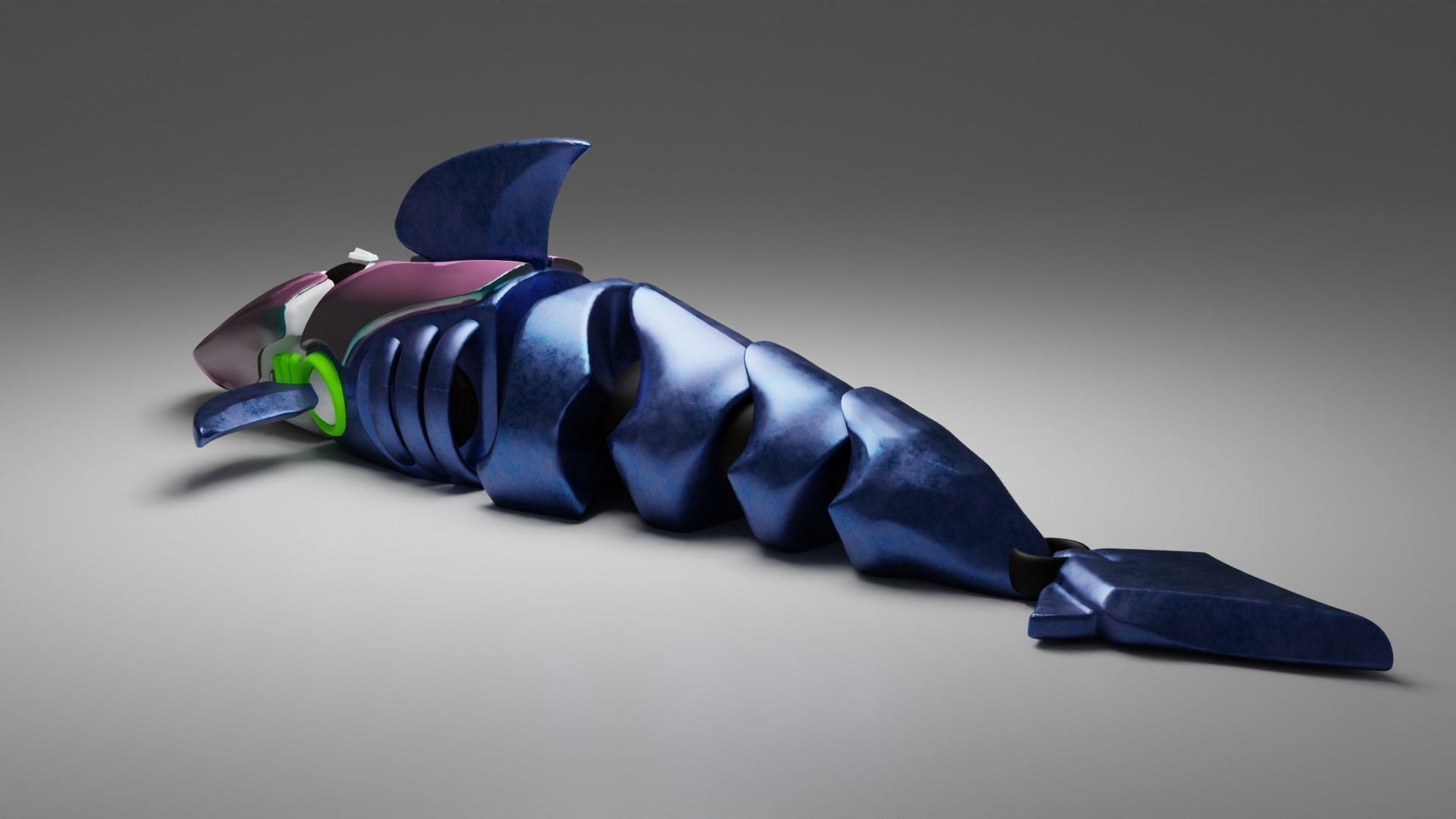 Mecha-Shark articulated to 3D print 3D print model_3