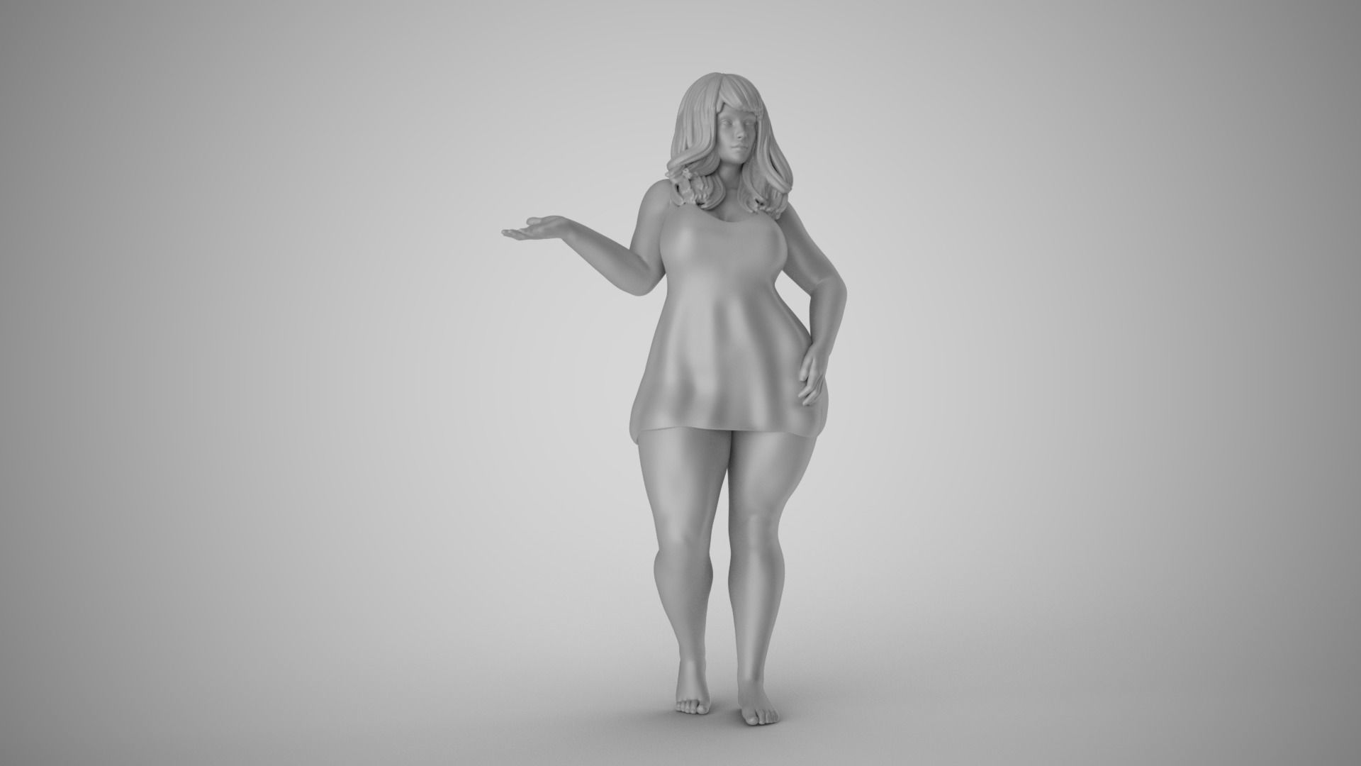 Woman Presenting Something 3D print model_3
