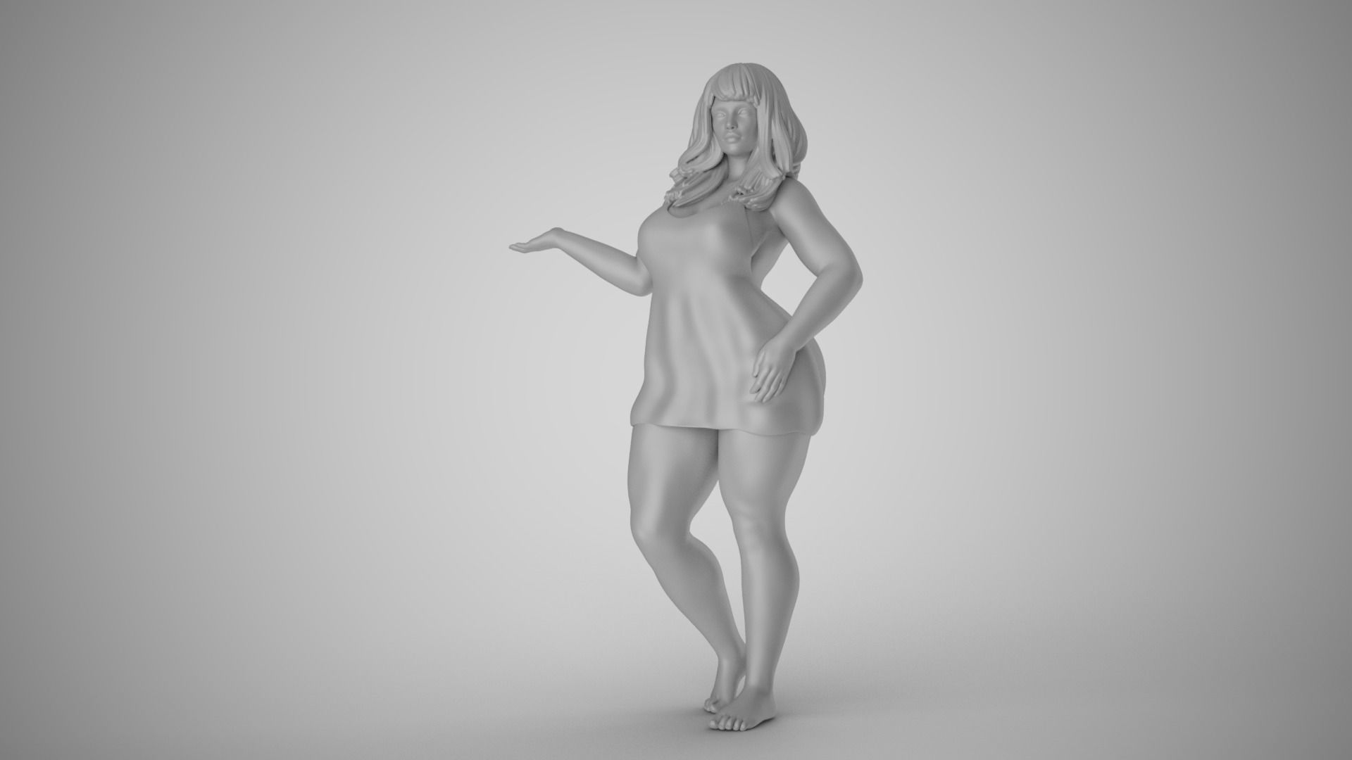 Woman Presenting Something 3D print model_2