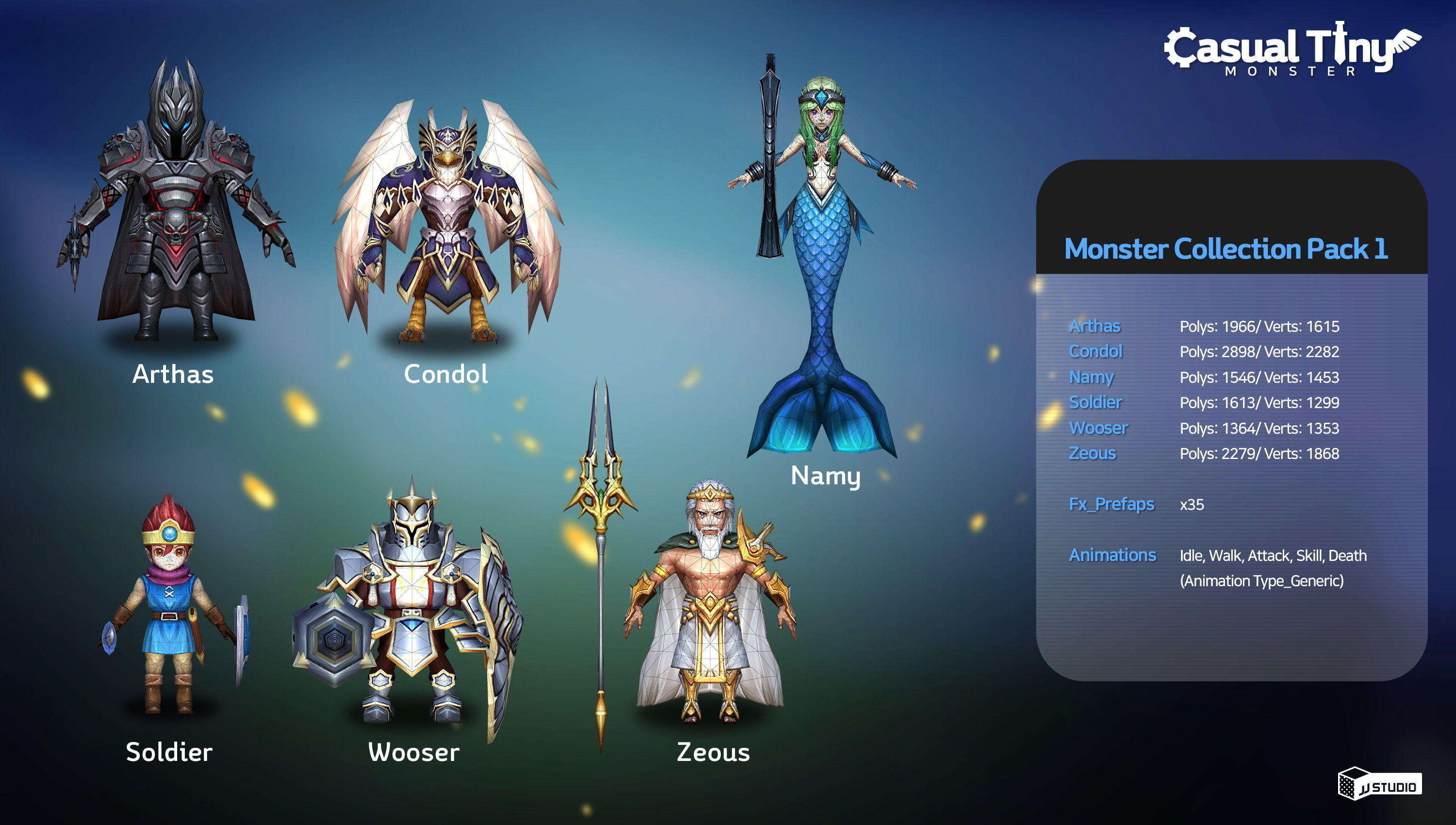 Casual Tiny Monster - Collection Pack 1 Low-poly 3D model_1