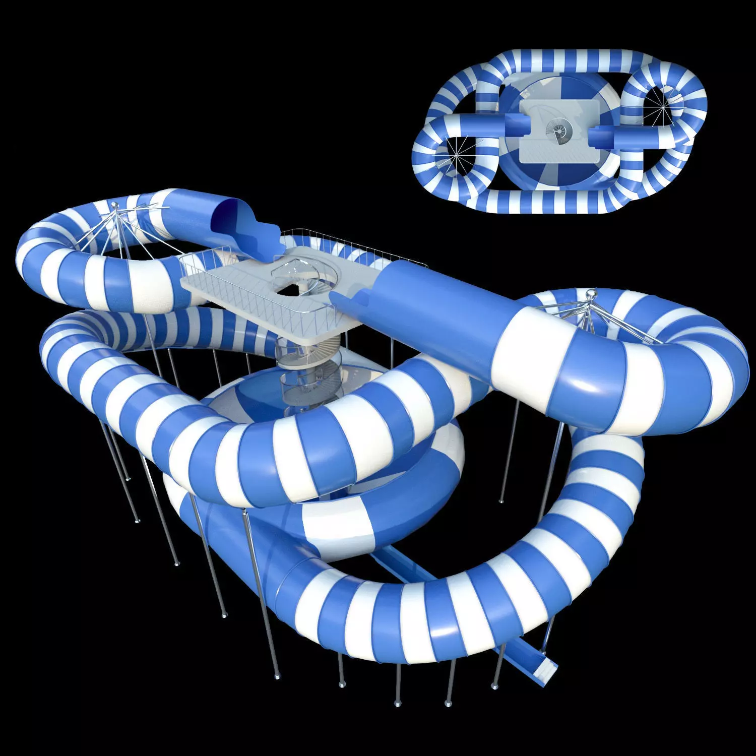 Water park slide snake 3D model_0