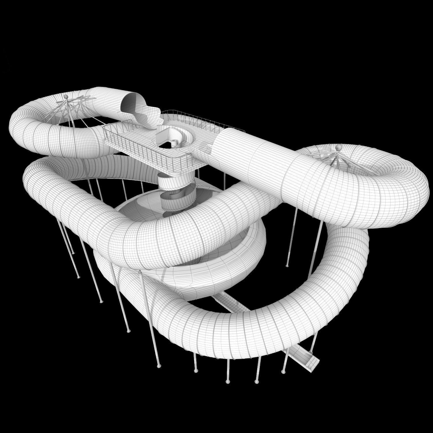 Water park slide snake 3D model_3