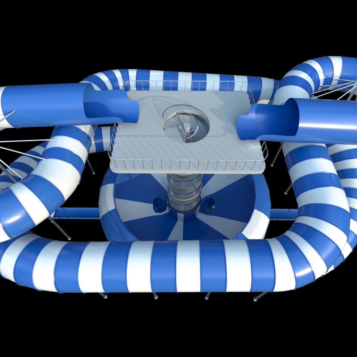 Water park slide snake 3D model_1