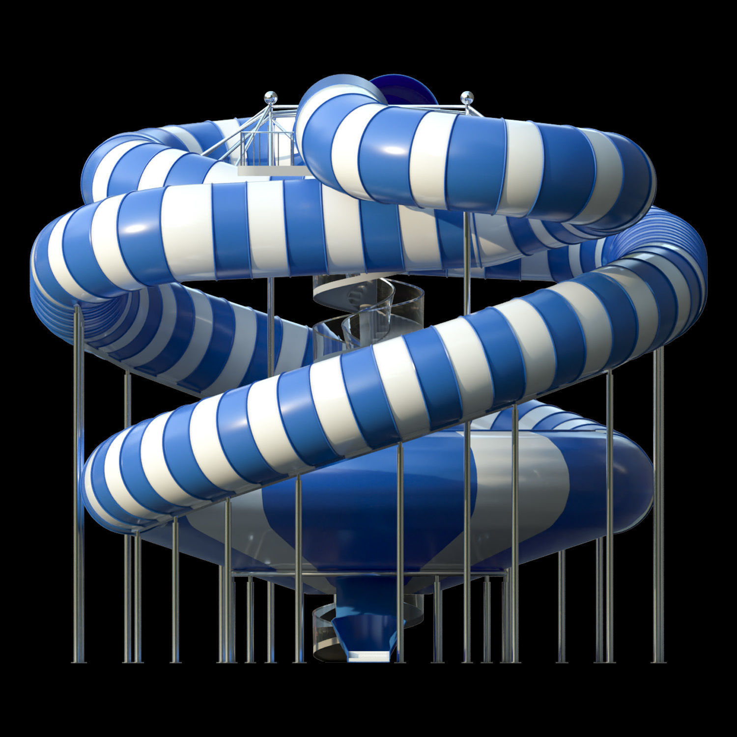 Water park slide snake 3D model_2