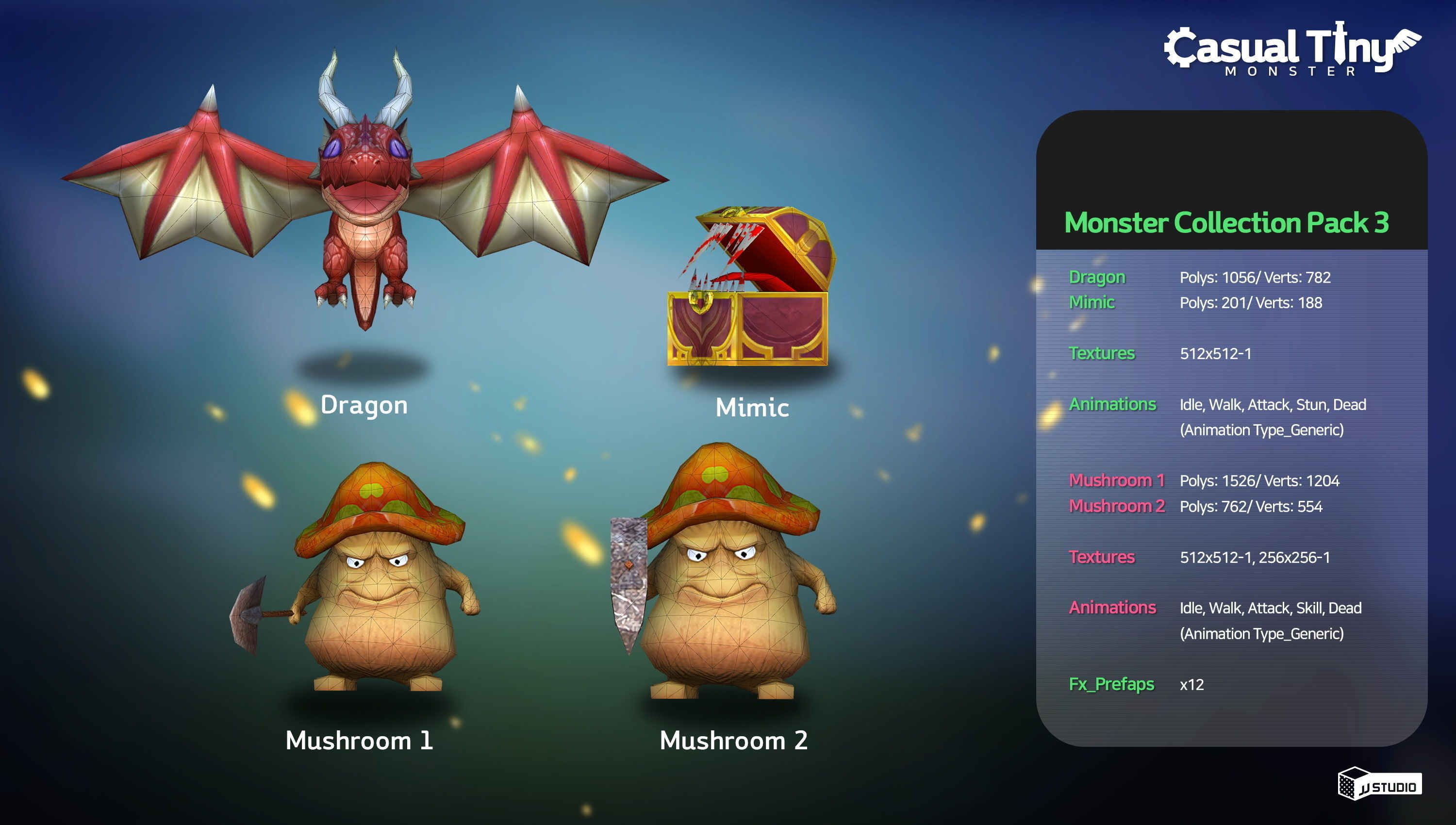 Casual Tiny Monster - Collection Pack 3 Low-poly 3D model_1