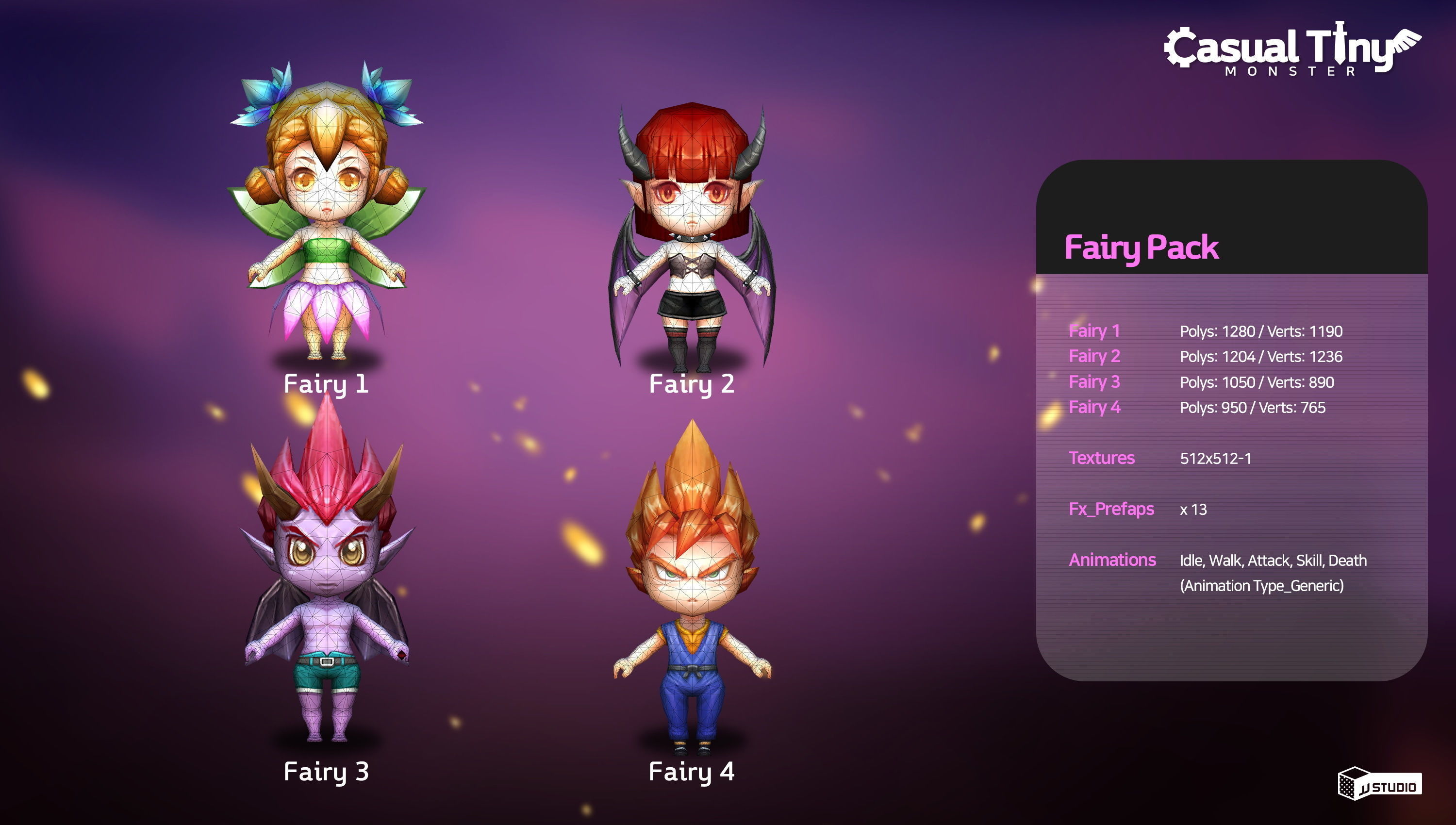 Casual Tiny Monster - Fairy Pack Low-poly 3D model_1