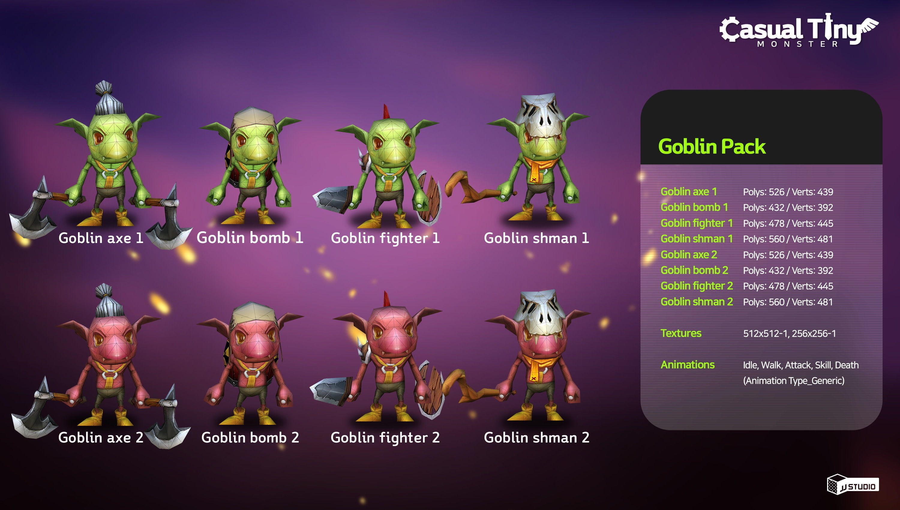 Casual Tiny Monster - Goblin Pack Low-poly 3D model_1