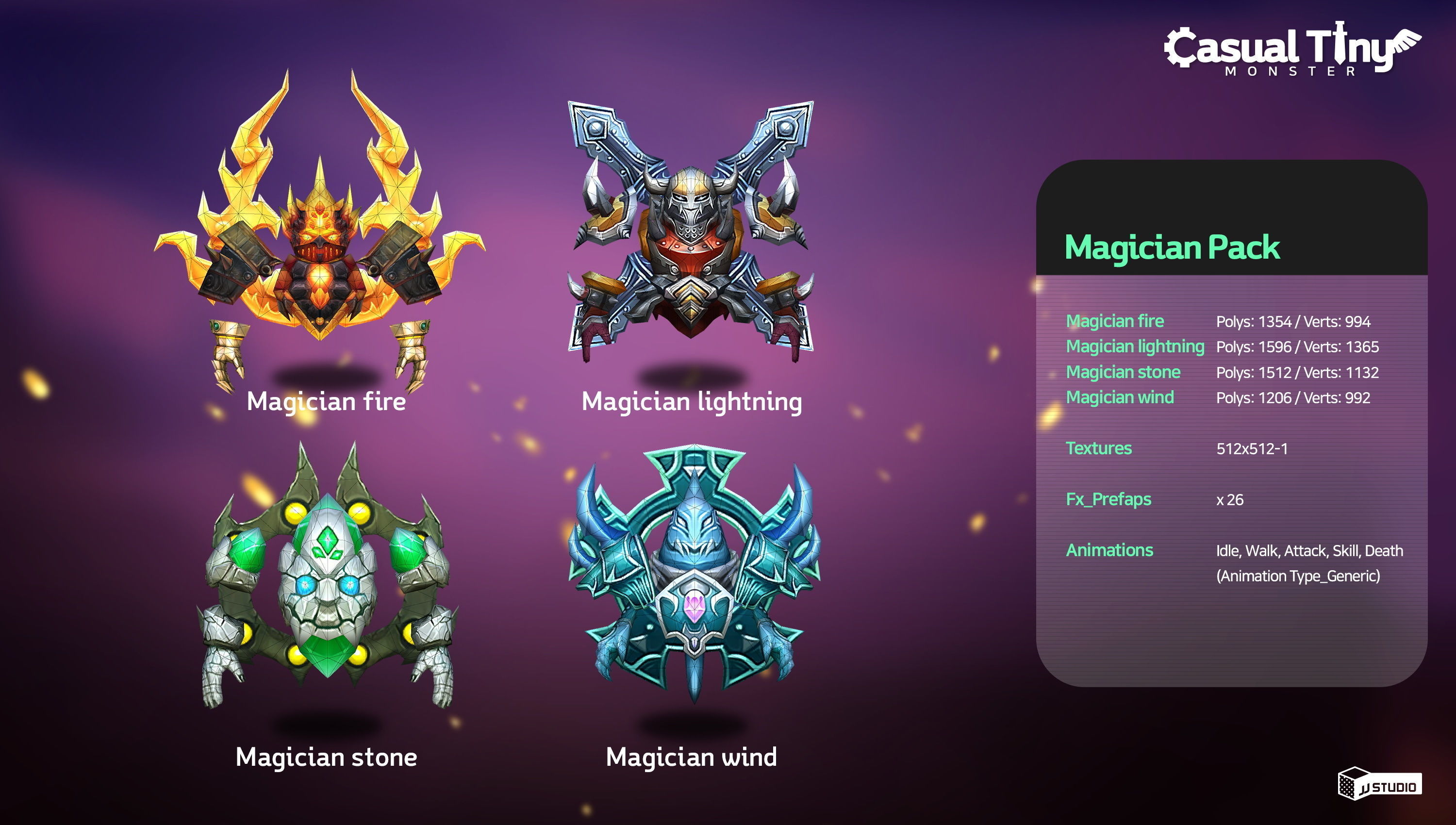 Casual Tiny Monster - Magician Pack Low-poly 3D model_1
