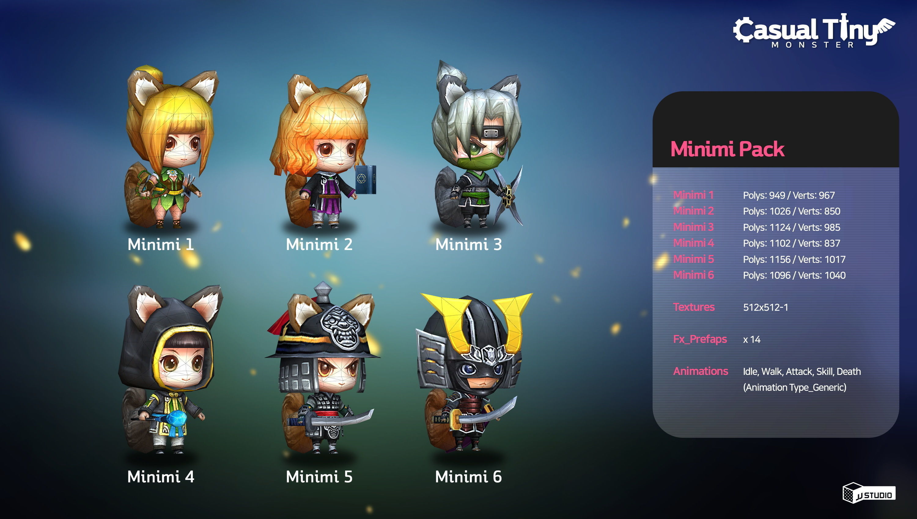 Casual Tiny Monster - Minimi Pack Low-poly 3D model_1