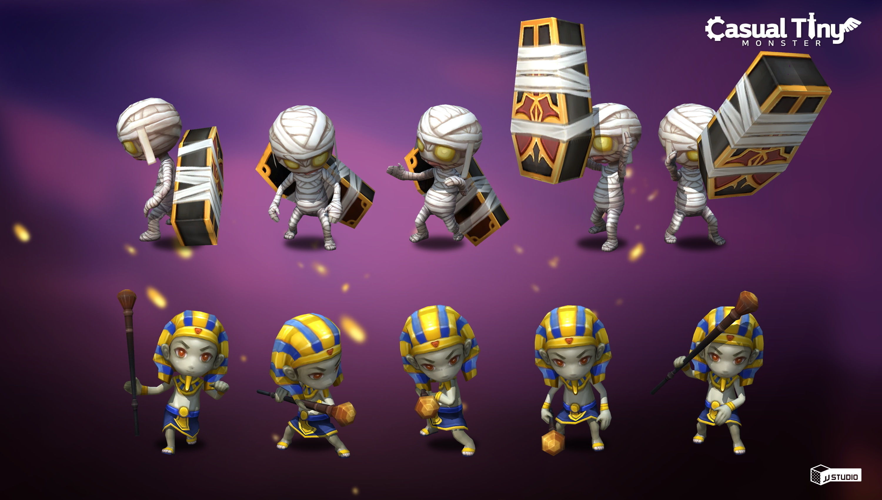Casual Tiny Monster - Mummy Pack Low-poly 3D model_2