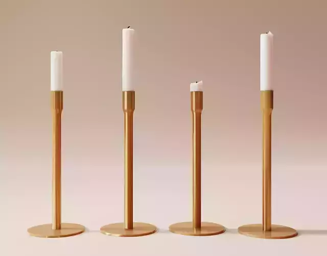 Four melted candles Pack 3D model 