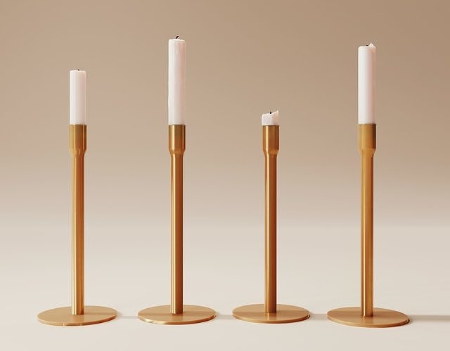 Four melted candles Pack 3D model  3D model