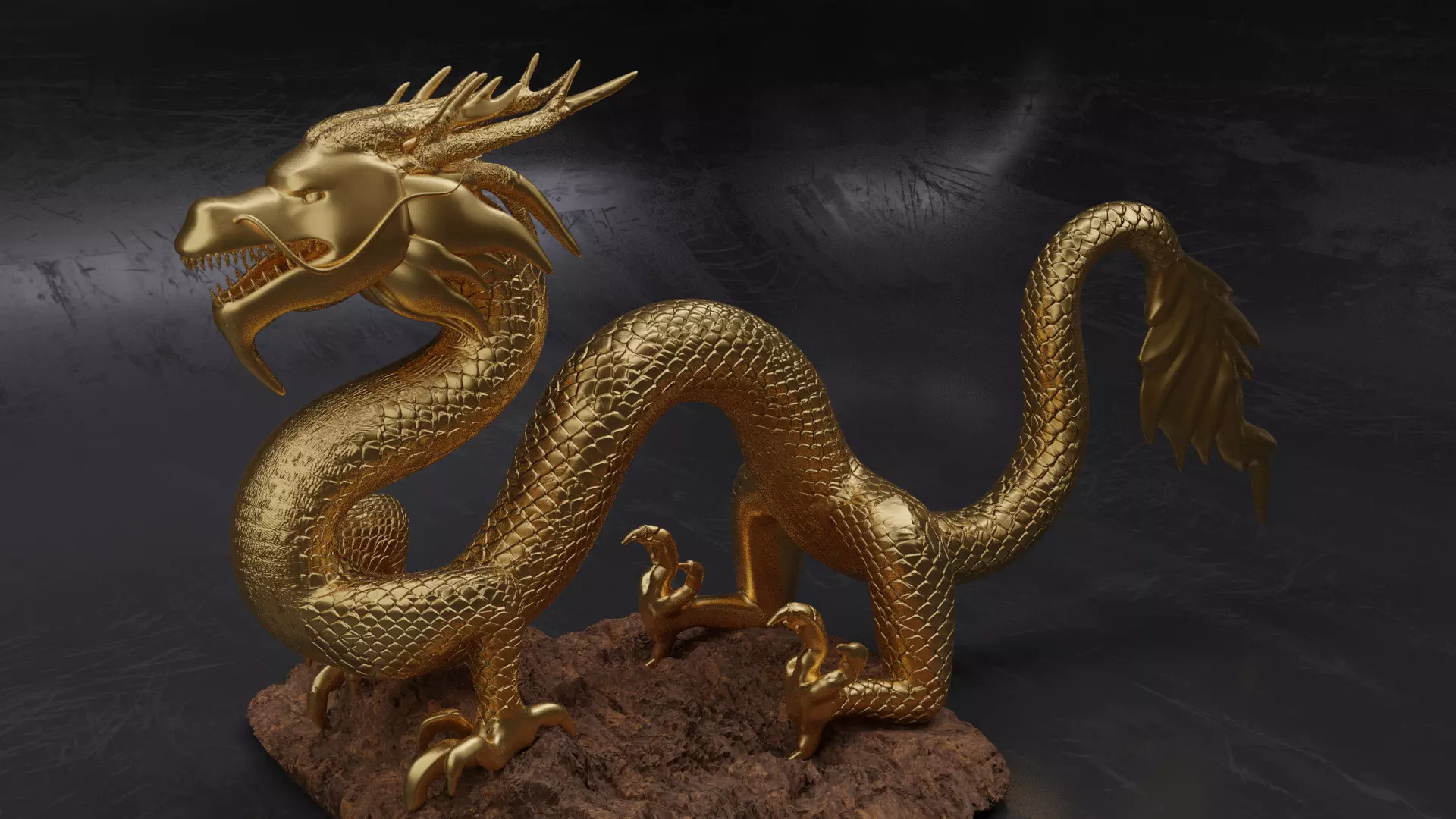 Gold Dragon of China Low-poly 3D model