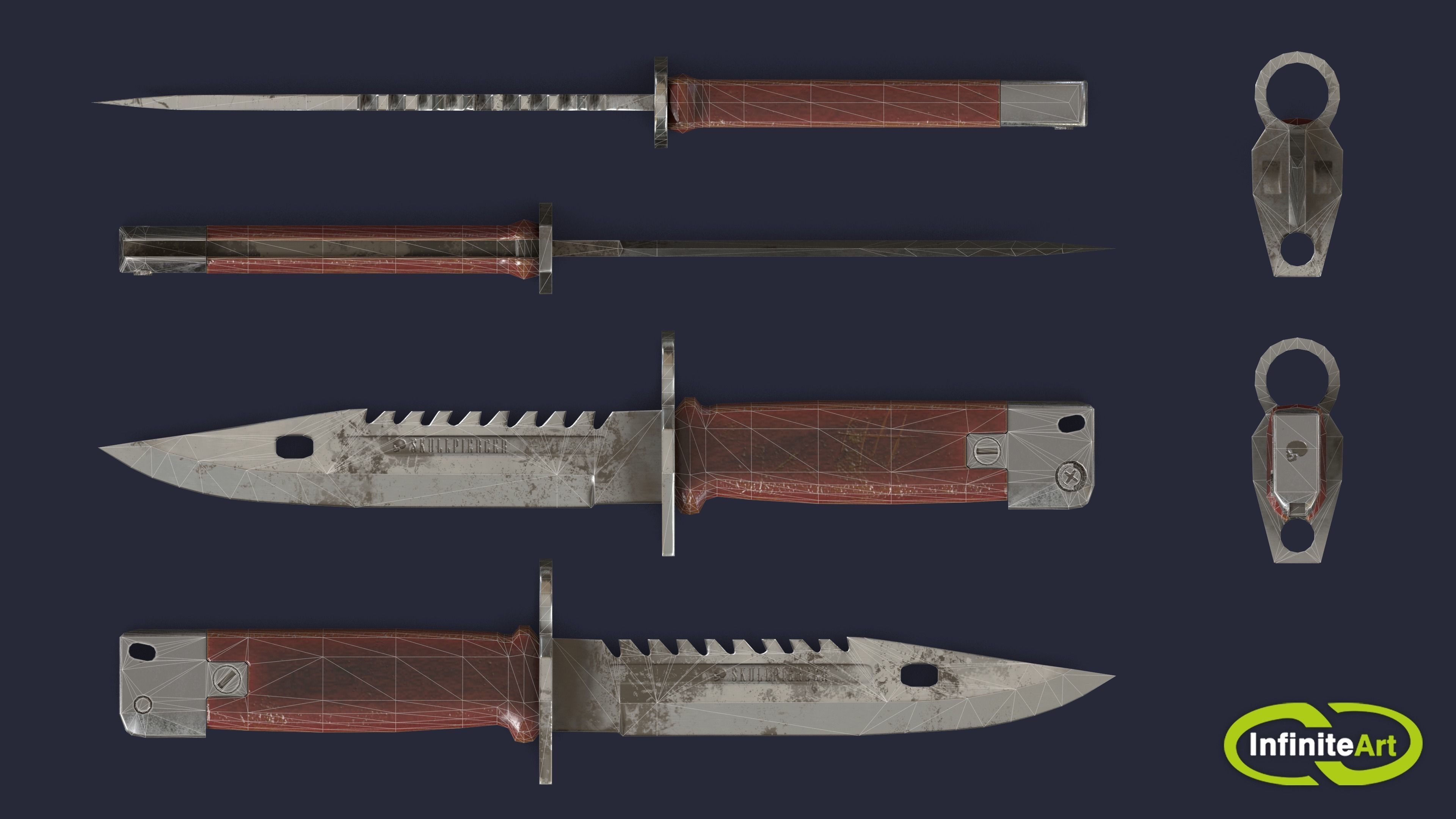 Bayonet knife Low-poly 3D model_6