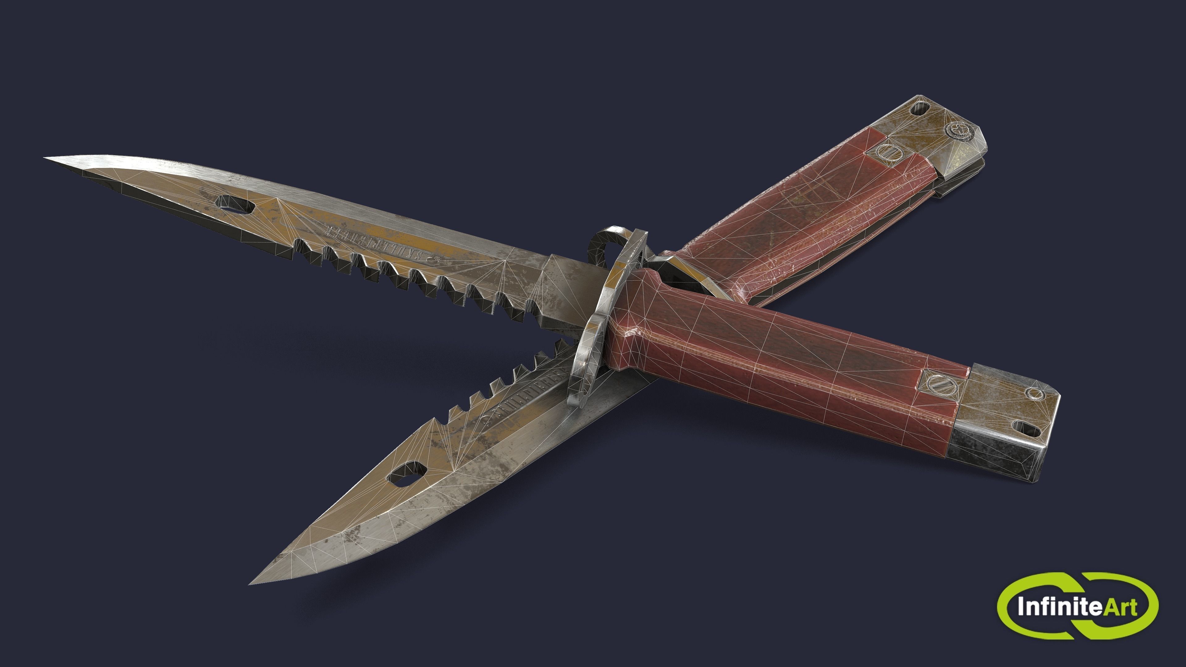 Bayonet knife Low-poly 3D model_3