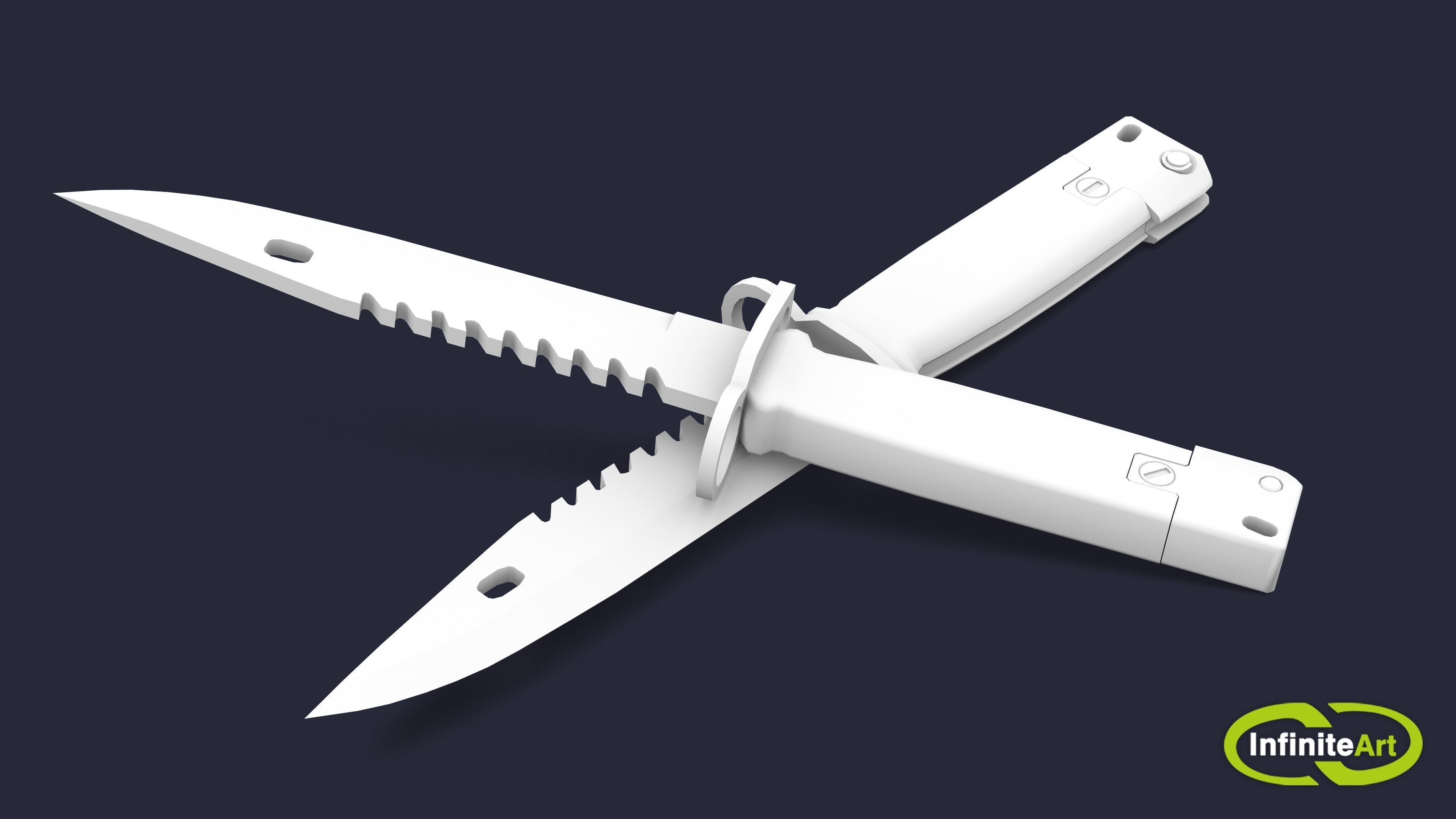 Bayonet knife Low-poly 3D model_2