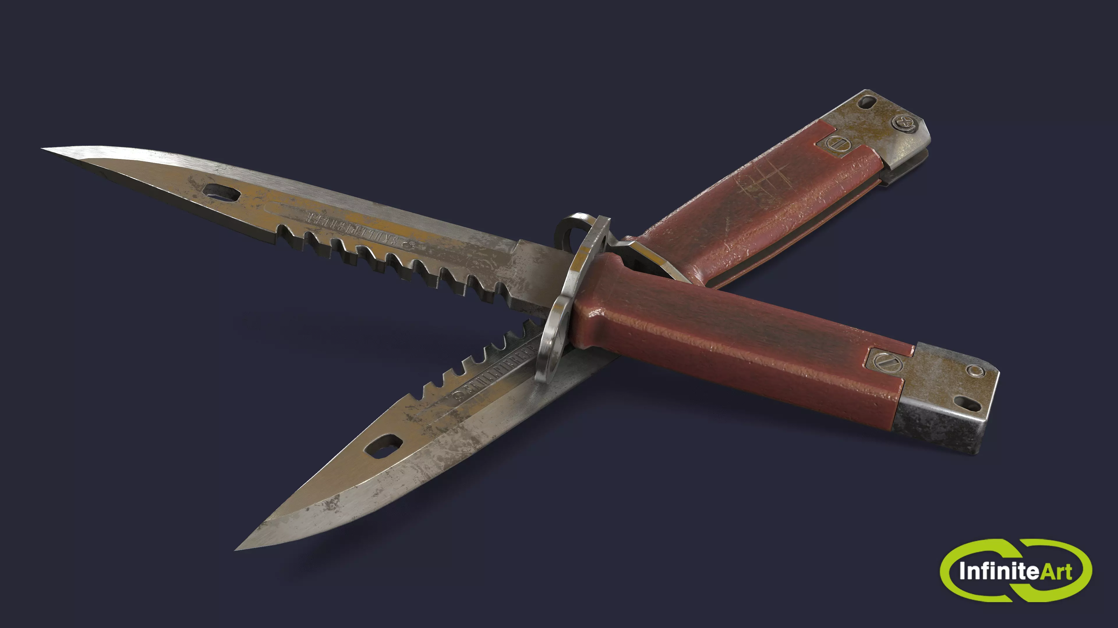 Bayonet knife Low-poly 3D model_0
