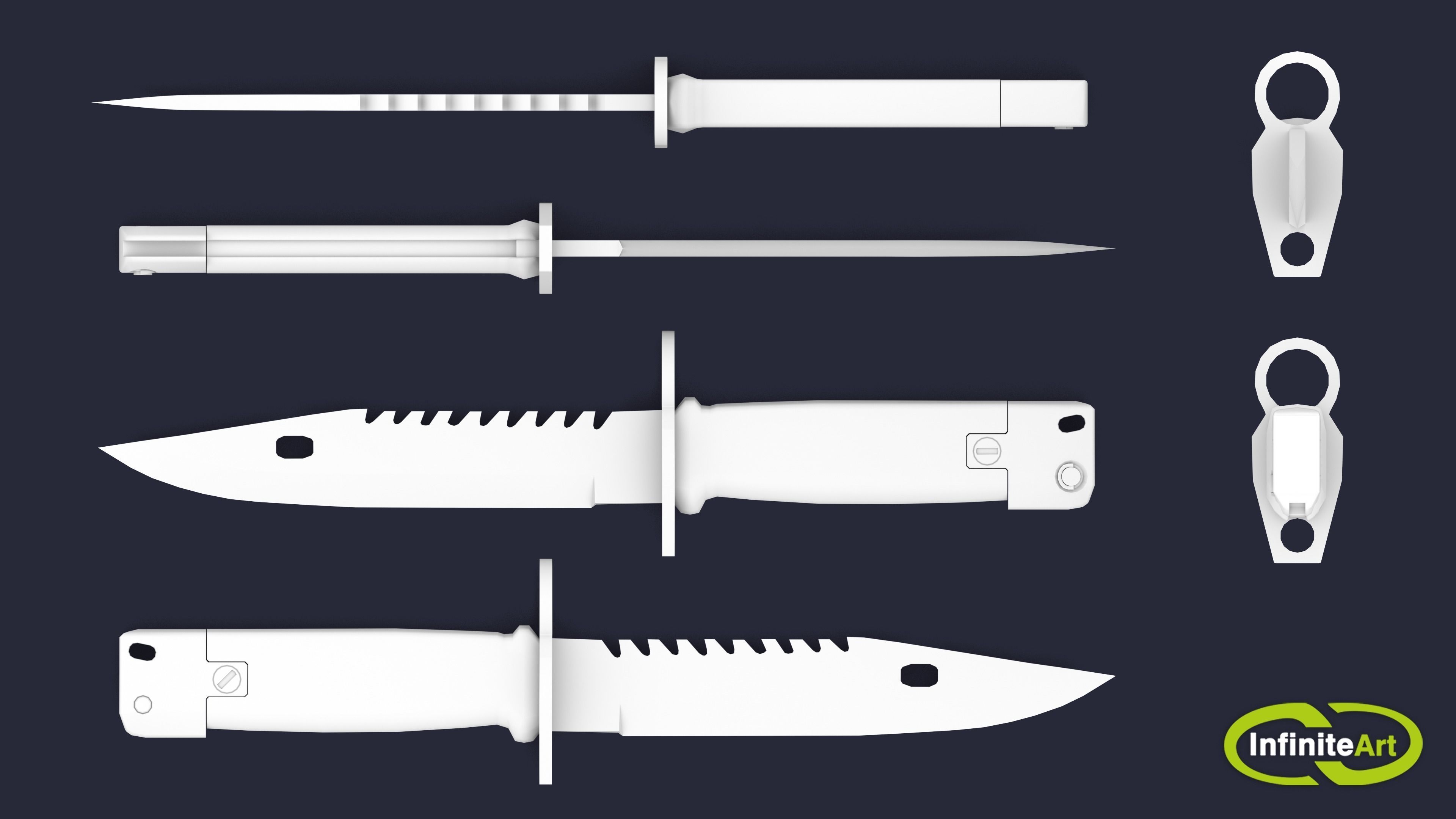 Bayonet knife Low-poly 3D model_5