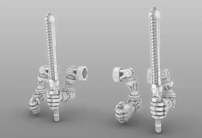 Free Chainsword and Armored Gauntlet For Questing Knights Free 3D print model