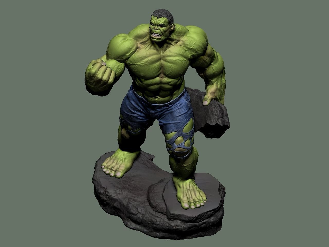 the hulk incredible statue 3D print model_48