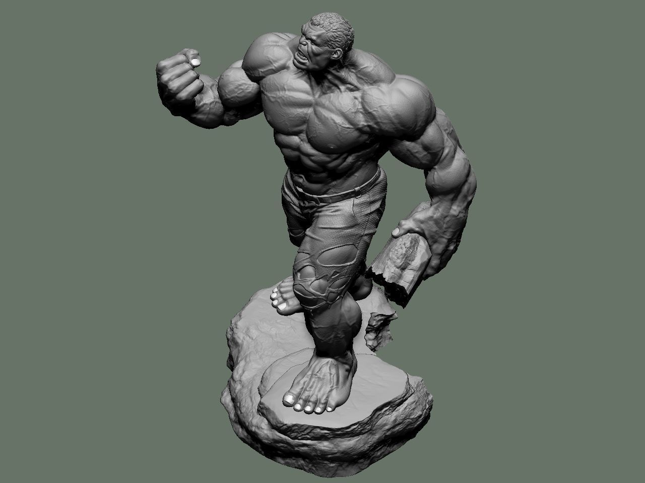 the hulk incredible statue 3D print model_51