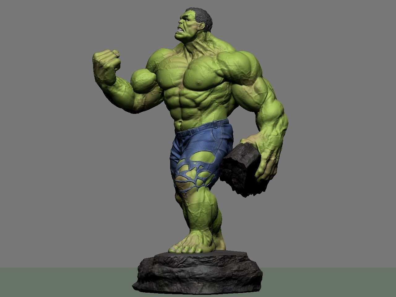 the hulk incredible statue 3D print model_2