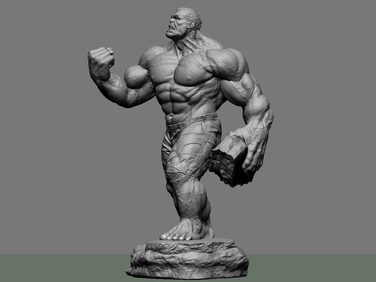 the hulk incredible statue 3D print model_3