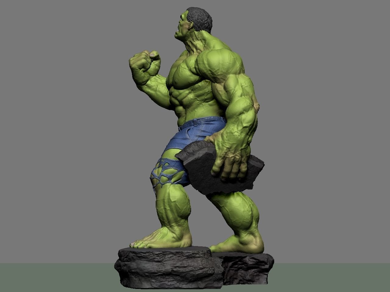 the hulk incredible statue 3D print model_4