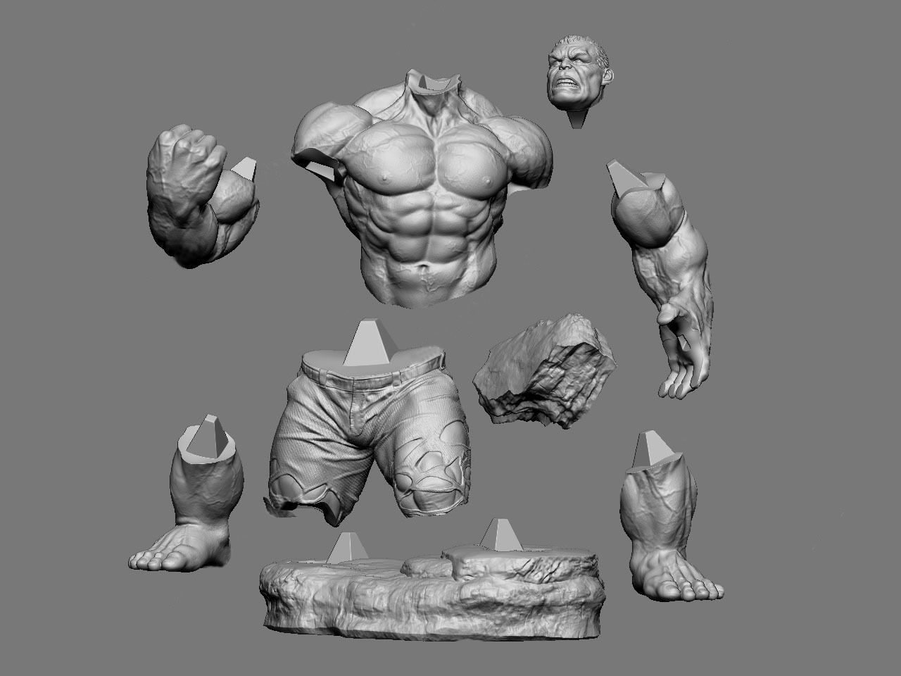 the hulk incredible statue 3D print model_64