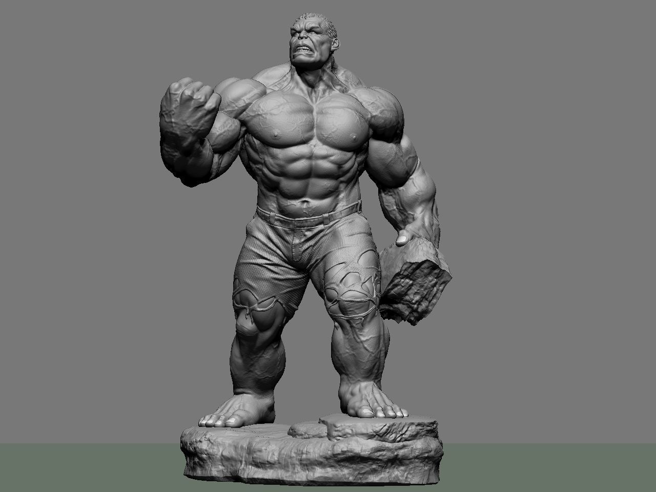 the hulk incredible statue 3D print model_1