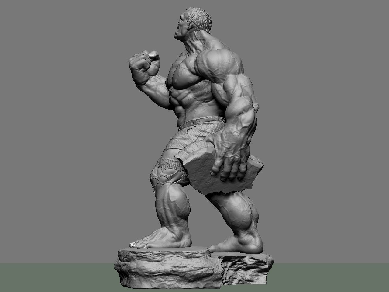 the hulk incredible statue 3D print model_5