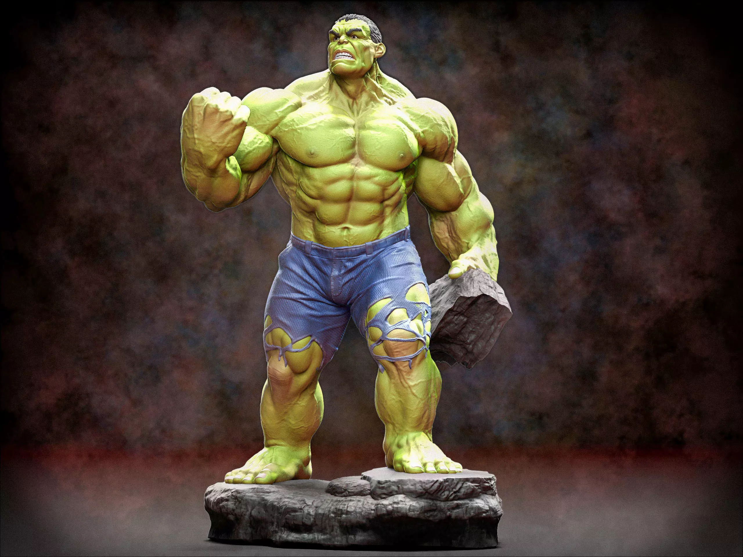 the hulk incredible statue 3D print model_0