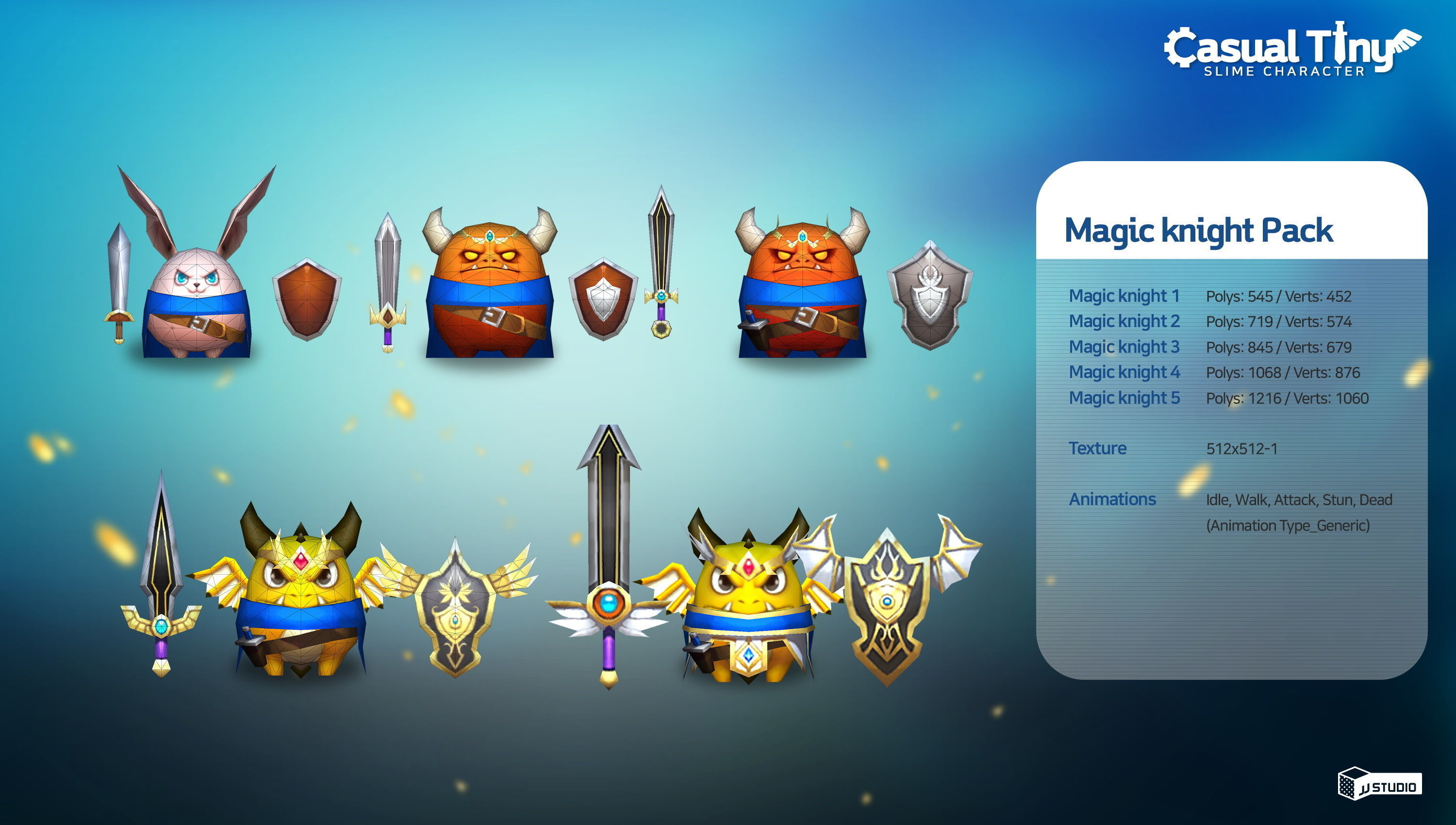 Casual Tiny Slime - Magic knight Pack Low-poly 3D model_2