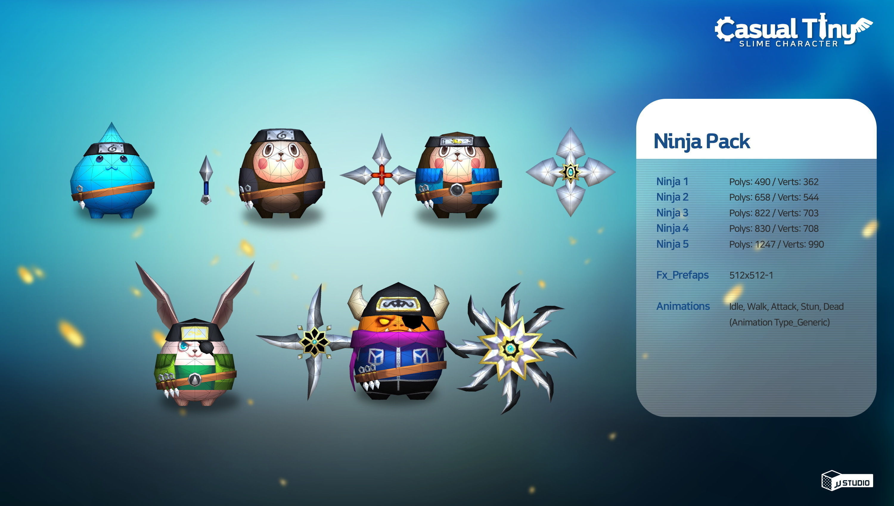 Casual Tiny Slime - Ninja Pack Low-poly 3D model_2