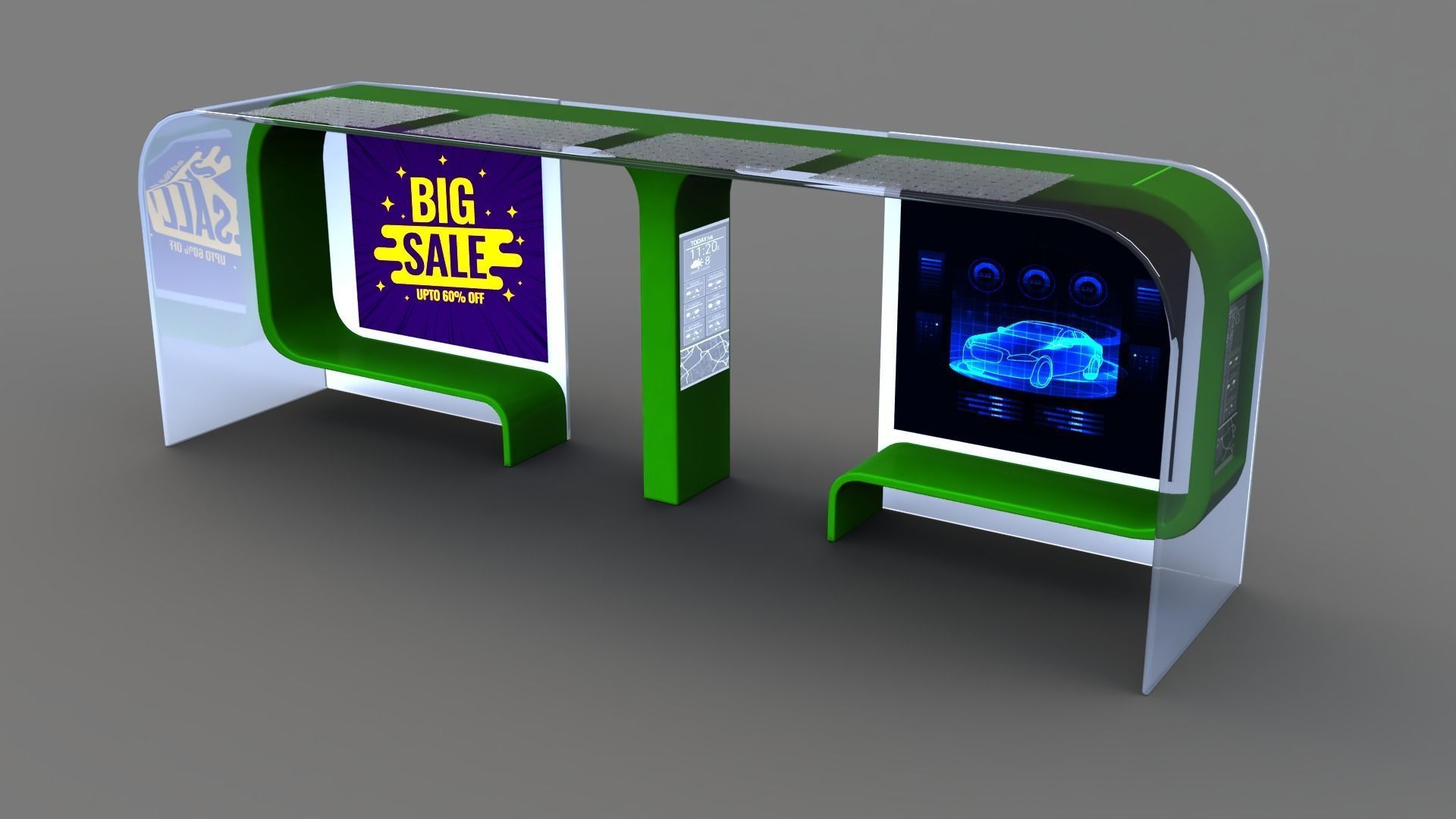 Bus Stop Low-poly 3D model_26