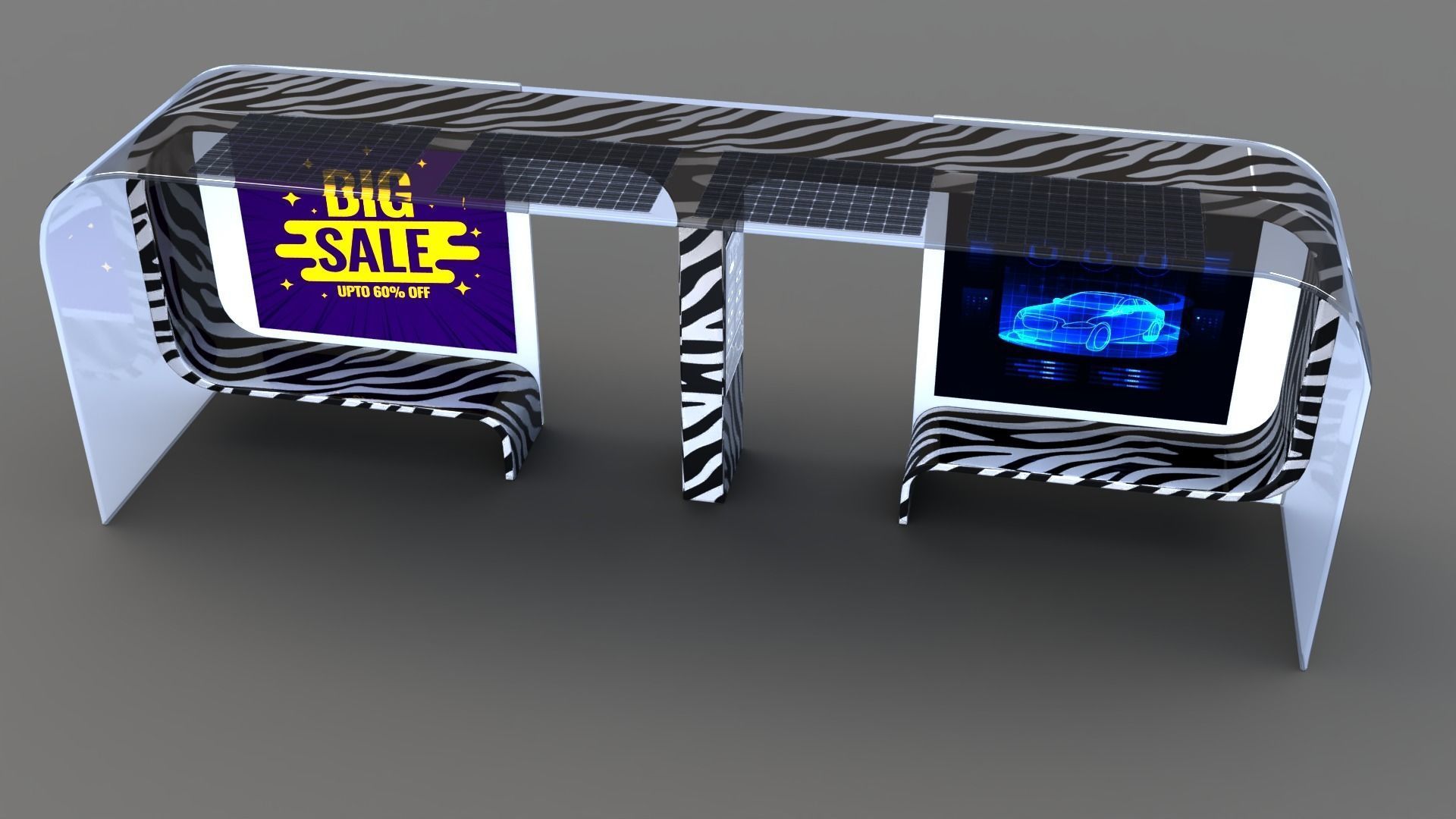 Bus Stop Low-poly 3D model_13