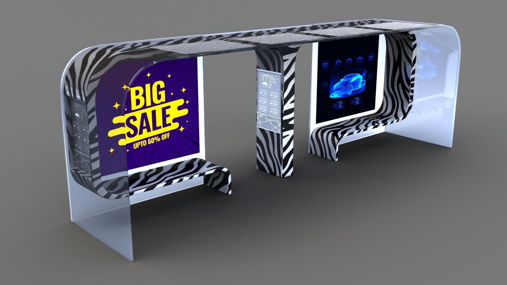 Bus Stop Low-poly 3D model_15