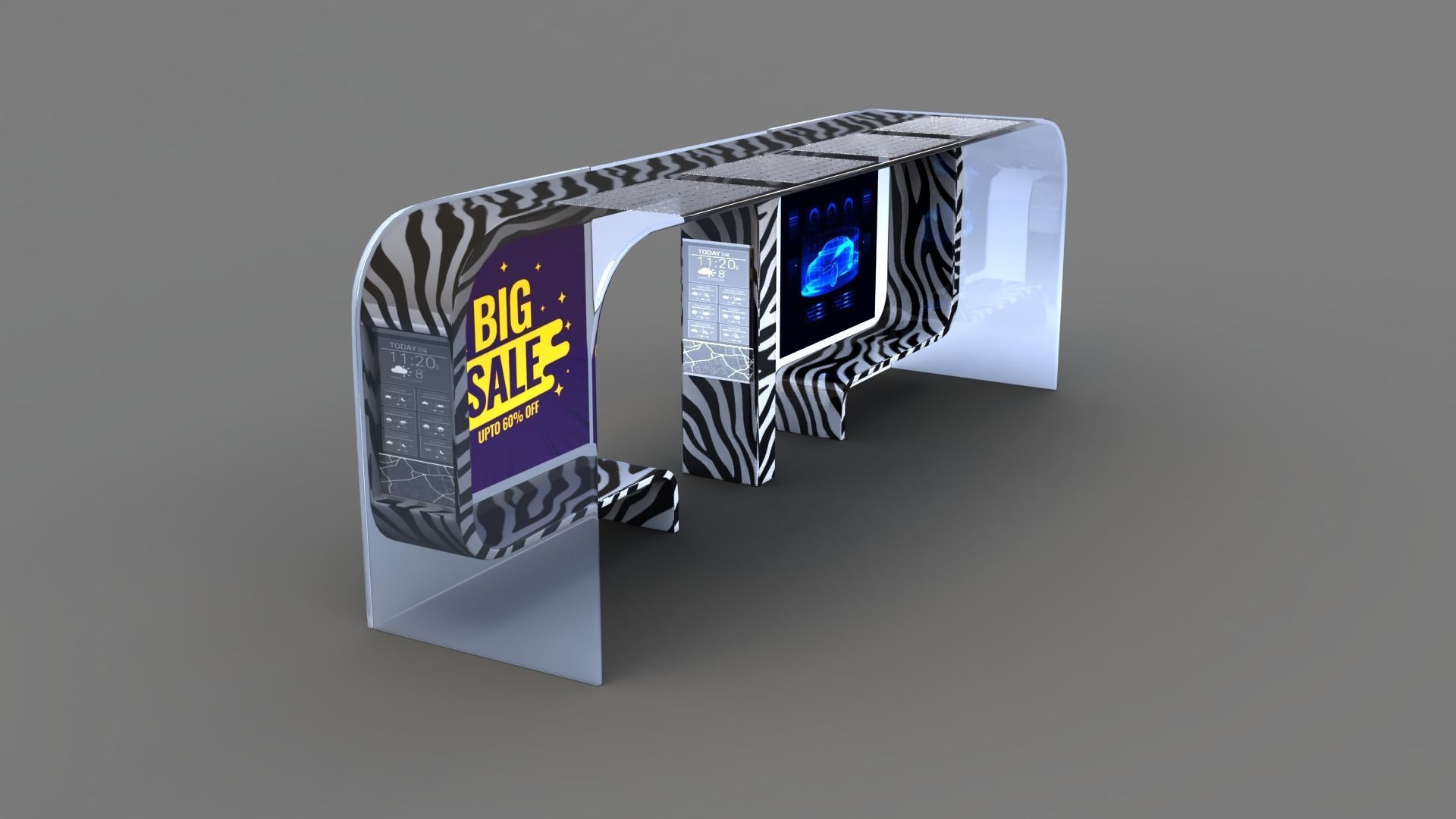 Bus Stop Low-poly 3D model_16