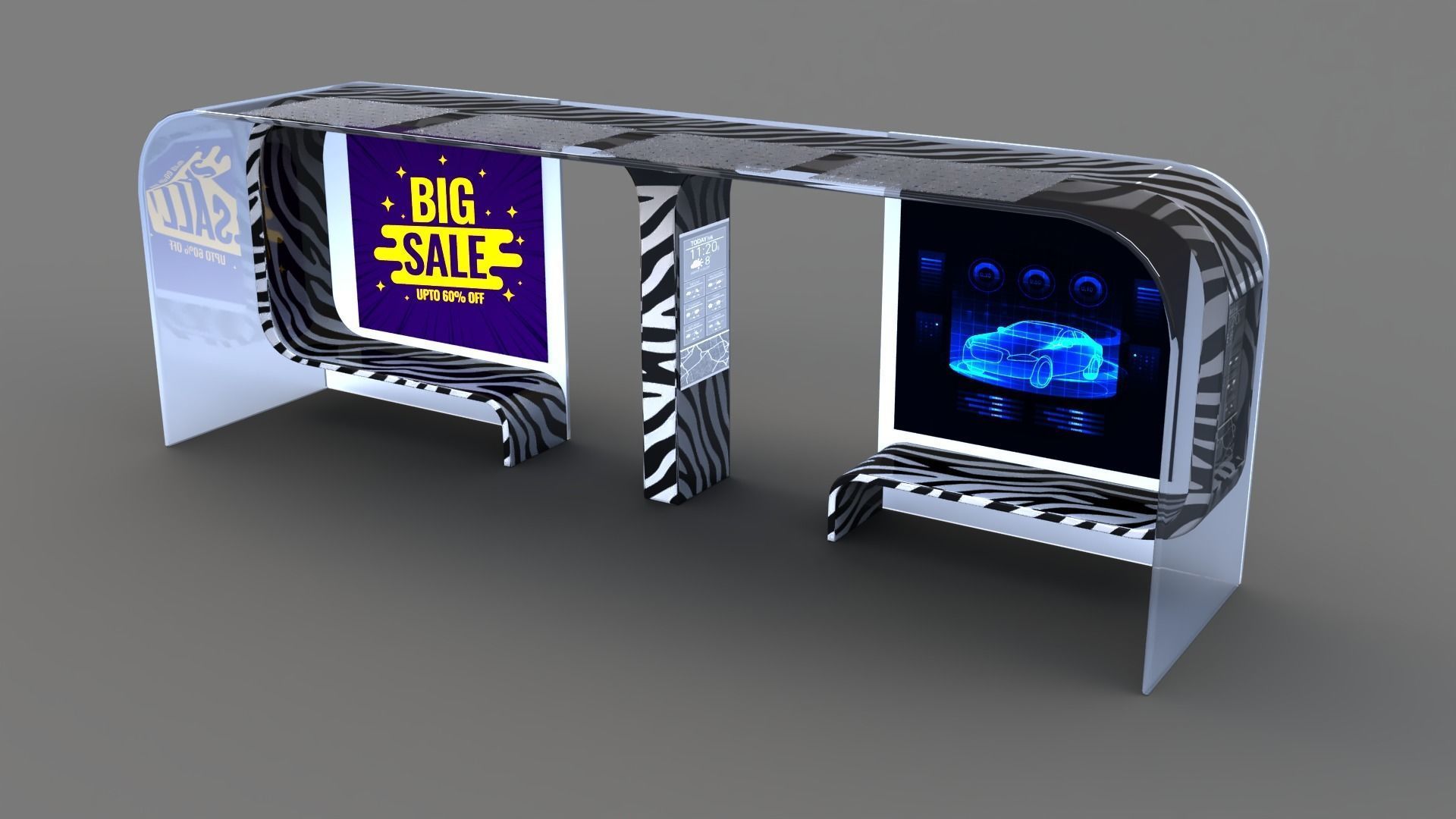 Bus Stop Low-poly 3D model_14