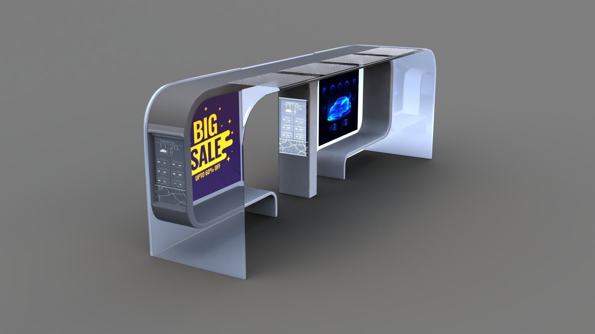 Bus Stop Low-poly 3D model_4