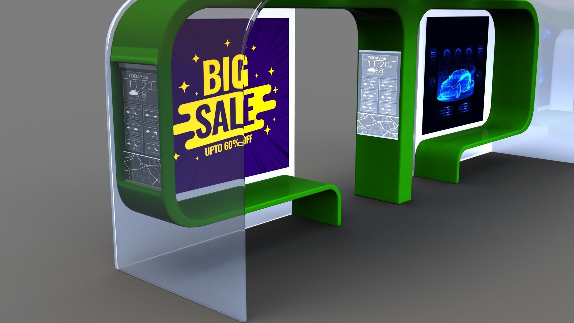 Bus Stop Low-poly 3D model_35
