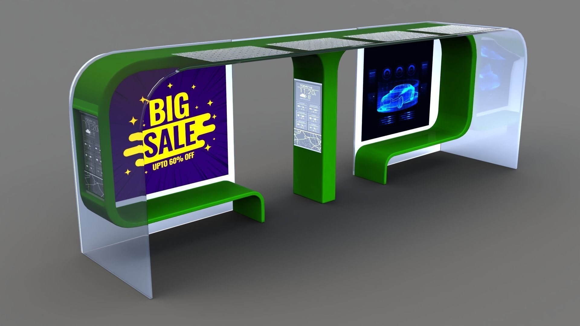 Bus Stop Low-poly 3D model_27