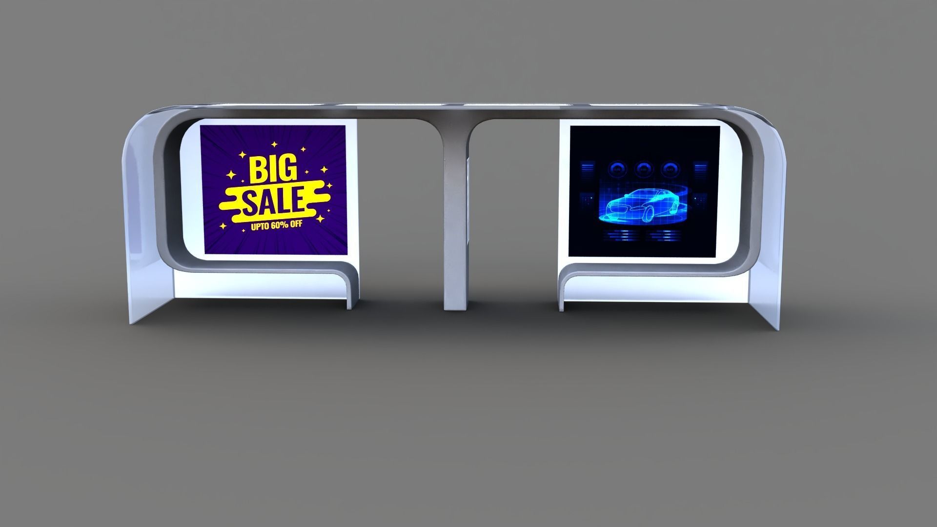Bus Stop Low-poly 3D model_9
