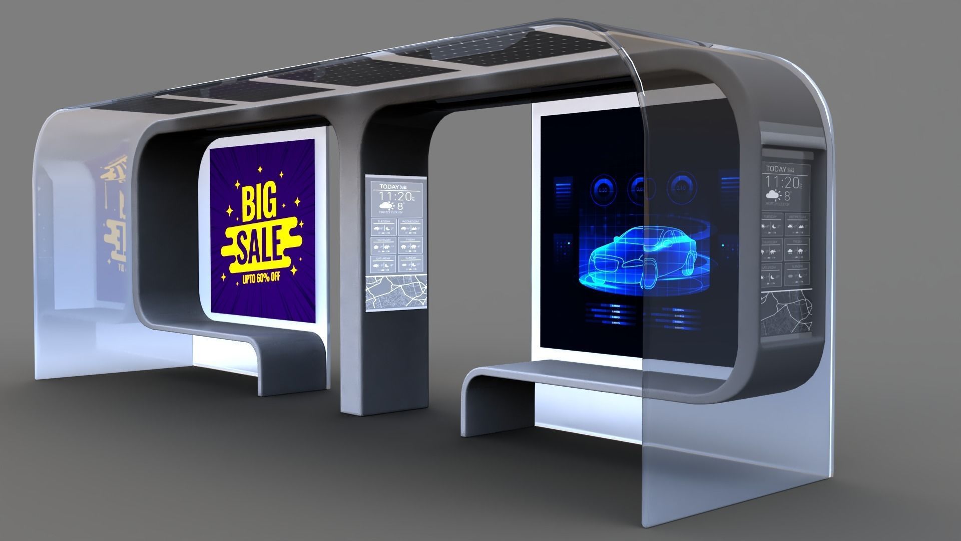 Bus Stop Low-poly 3D model_12