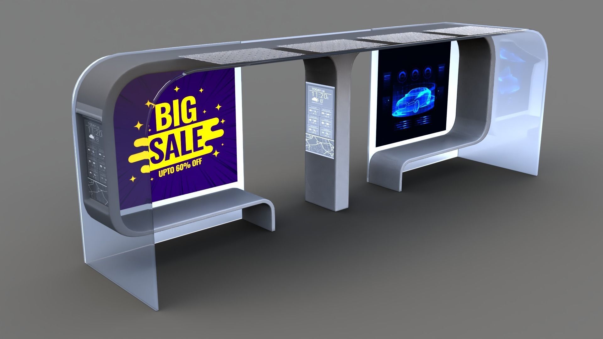 Bus Stop Low-poly 3D model_3