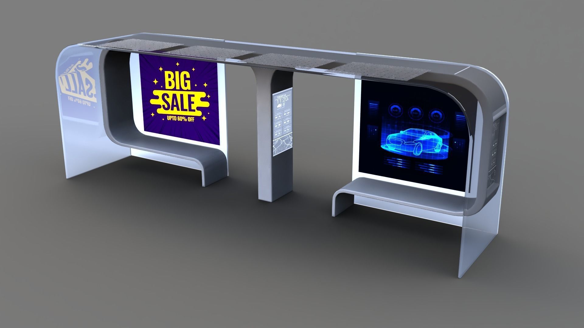 Bus Stop Low-poly 3D model_2